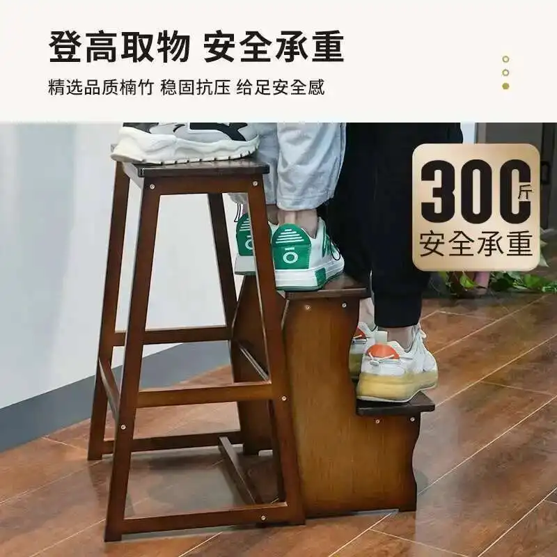 Multi Functional Solid Wood Step Stools Indoor Household Foldable Step Ladder for Home Simple Stool Kitchen Furniture
