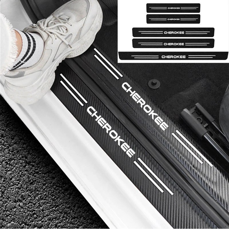 

Door Protector Plate Stickers Sill Carbon Fiber for Auto Door Sill Edge Protection Anti Scratch For JEEP Cherokee accessories