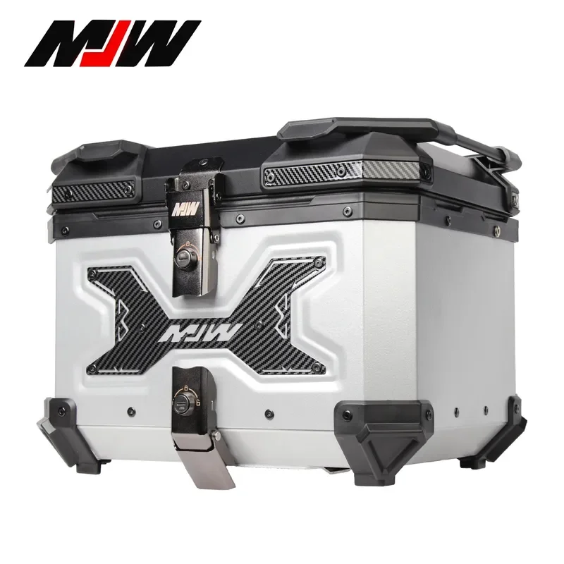 MJW45L motorcycle glacier silver trunk waterproof quick-release aluminum alloy tail box storage box anti-drop embossed tail