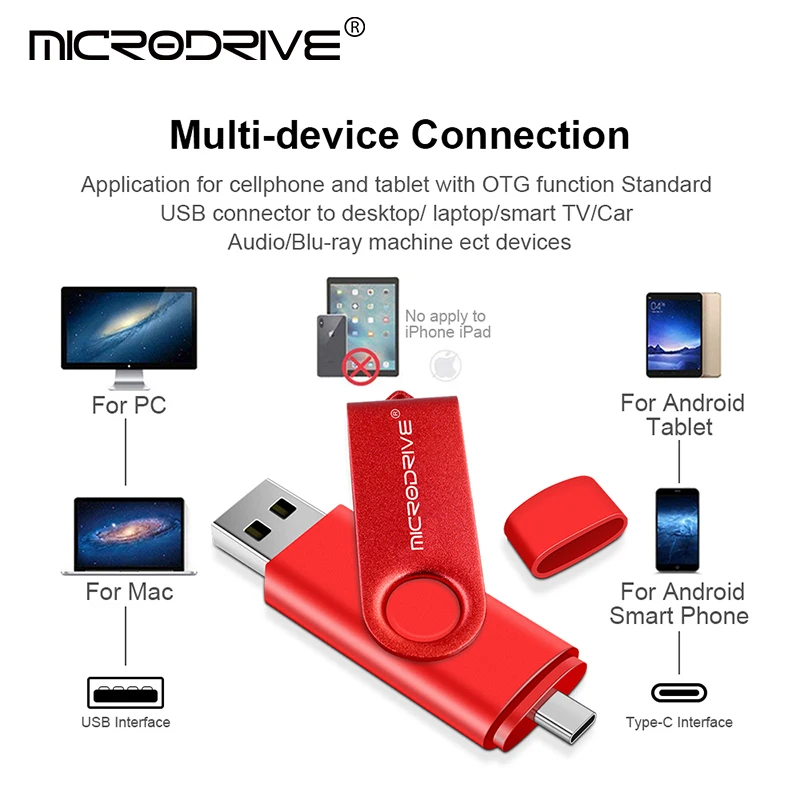 Flashdisk Metal OTG 2 IN 1 4GB 8GB tipe c usb memory stick 32GB pendrive 64GB 128GB cle usb cle usb 2.0 flash drive memoria usb
