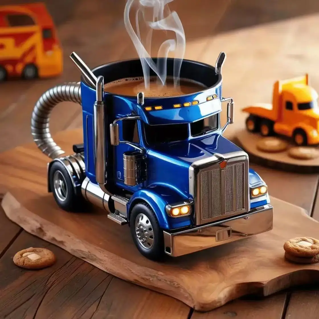 

200-250ML Semi-Truck Coffee Mugs Handcrafted Truck Coffee Mug Stainless Steel Creative Truck Coffee Cup Gifts for Coffee & Truck