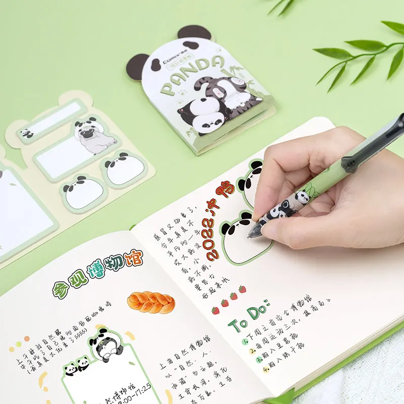 75 fogli Cute Panda Self-Stick Note Pad Kawaii Carton Sticky Notes Memo Pad facile da postare per Home Office School Student fai da te