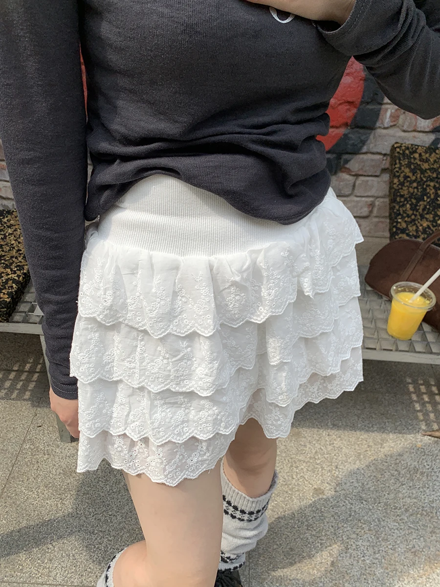 

Юбка-пачка Sinbounboun, короткая, А-силуэт, с высокой талией, кружевной отделкой, многослойная, в балетном стиле, женская, средней длины, в стиле принцессы