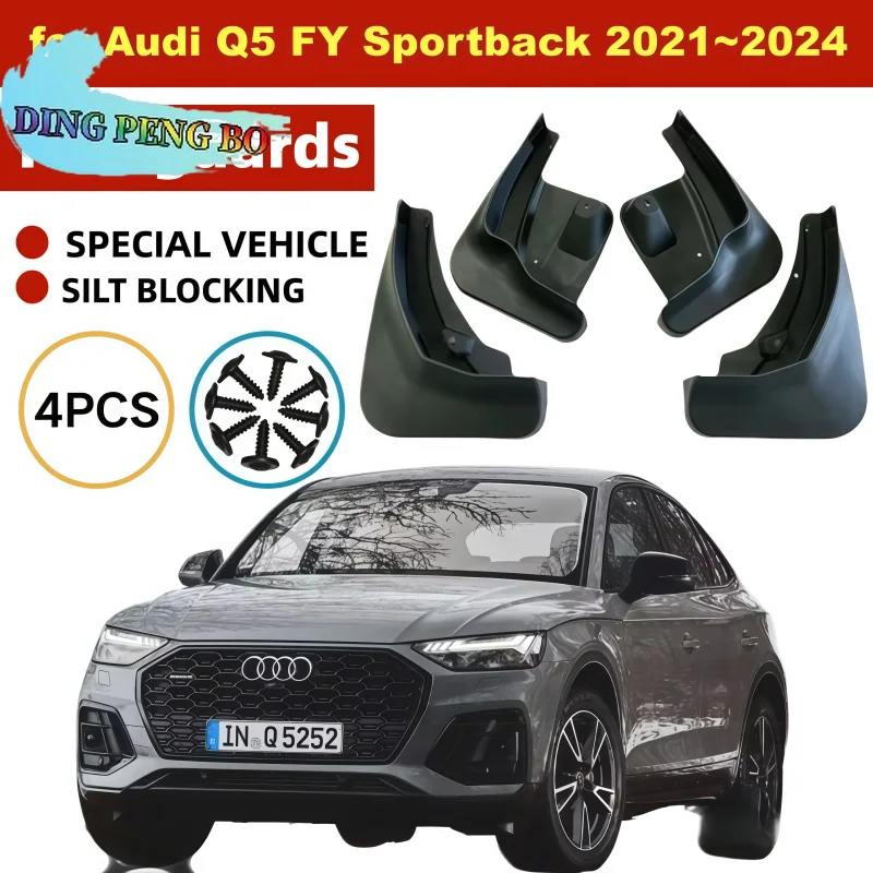 4pcs for Audi Q5 FY Sportback 2021~2024 Car Mudguards Mud Flaps Fender Flare Mud Flap Splash Guard Rear Wheel Part Accessories