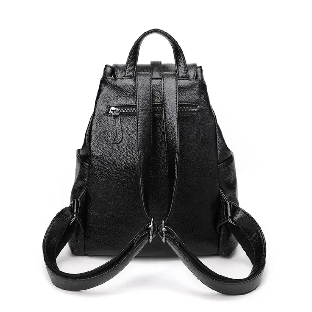 Soft PU Leather Women Backpack Dual Shoulder Strap Multi Pocket Soft Leather Mommy Bag Spacious Interior Large Capacity Rucksack view 5