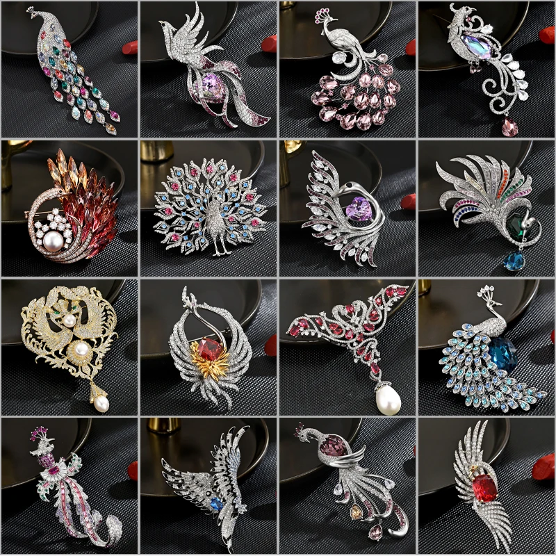 

New High-end Brooch Luxury Micro Inlaid Zircon Eagle Phoenix Swan Brooches for Women Men Coat Accessories Exquisite Corsage Pin