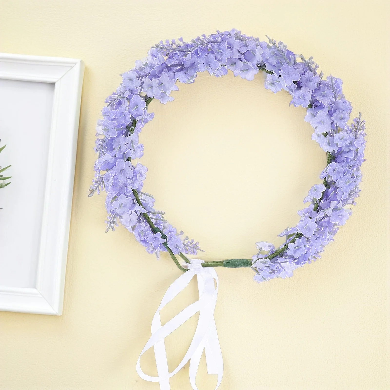 

Simulated Lavender Floral Headband Bridal Hair Accessories Wreath Women Elegant Flowers Decoration Realistic Appearance Non