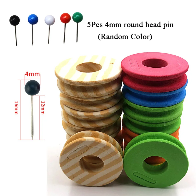 5Pcs Foam Sponge Fishing Line Board with 5 Pins Winding Wrapped Wire Board Bobbin Spool Fishing Accessories Rig Winders 3 Sizes