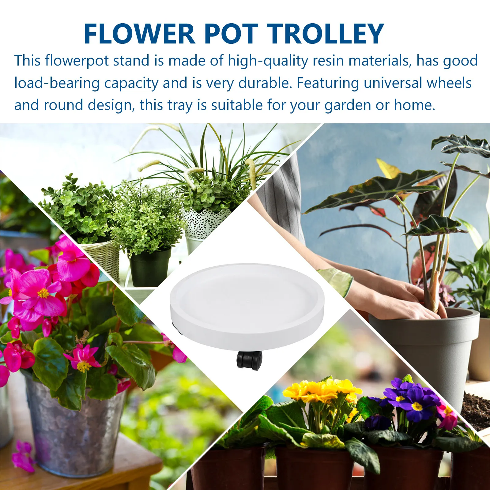Thickened Heavy Duty Flower Pot Tray Matte Dirt Resistant Surface Rolling Plant Stand Large Capacity Wheeled Pot Holder Smooth