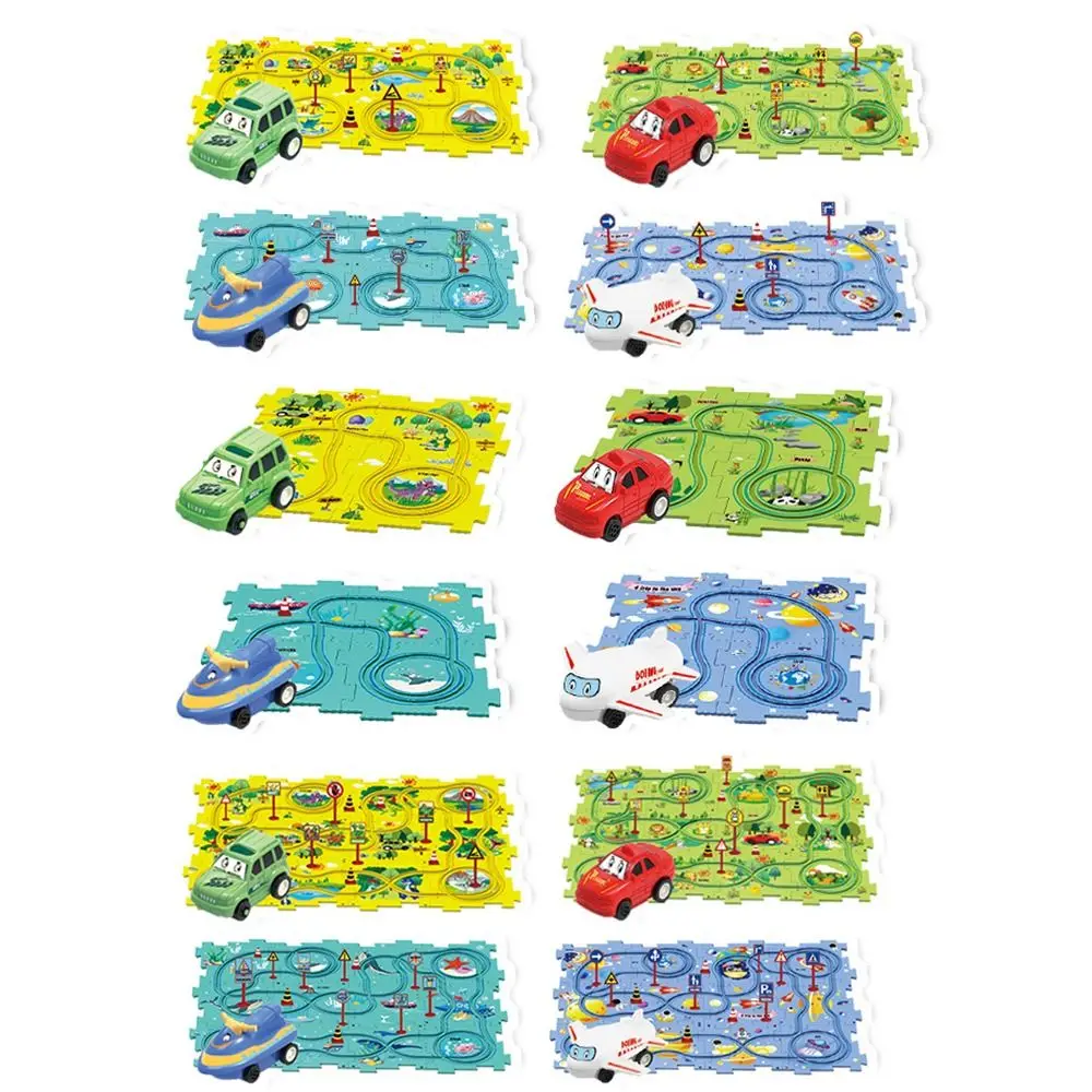 Regali di compleanno Modello di auto Giocattolo Giocattolo educativo fai da te Puzzle Rail Car Toy Auto elettrica Veicoli per bambini Giocattolo Puzzle fai da te Rail Way