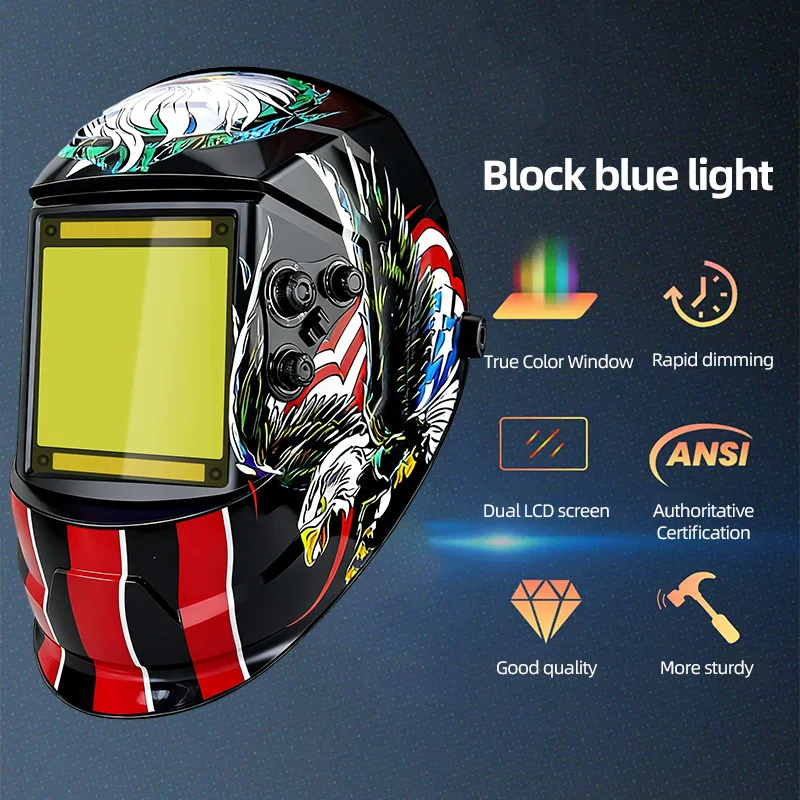 Large View Auto Darkening Welding Helmet Wide Shade 4-9/9-13 for TIG MIG ARC Cut and Grind