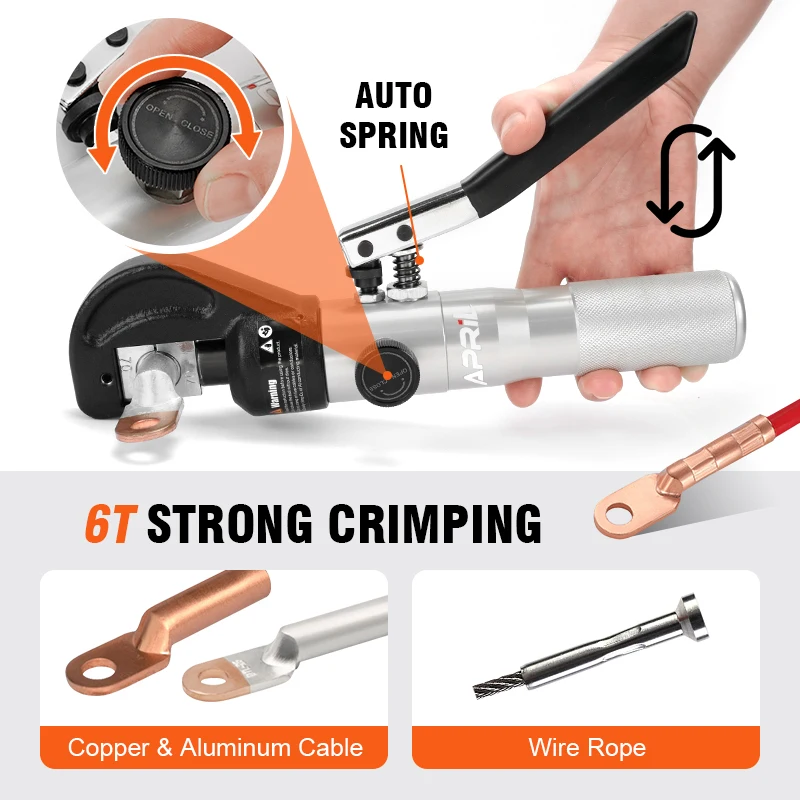 Hydraulic Crimping Tool with Cable Scissors Wire Cable Lug Terminal Crimper APR-70 with 9 Pairs of Dies Crimping Range 4-70mm2