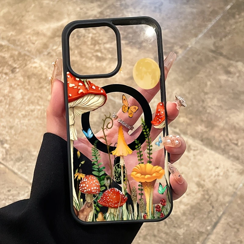 빈티지 버섯 패턴 내구성 있는 자석 충격 방지 케이스 아이폰 17부터 11 프로 맥스 플러스까지, 선물 선택