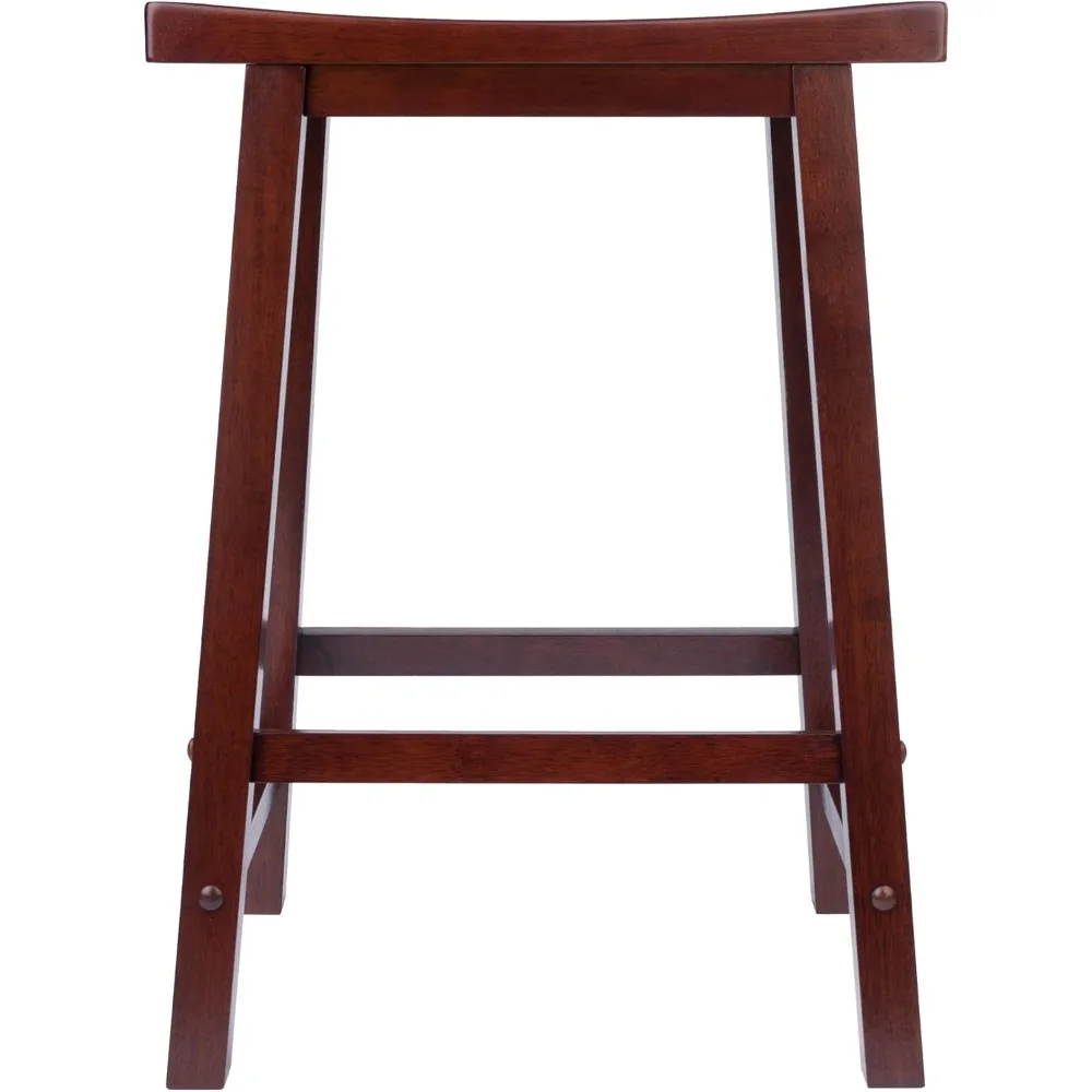 Modern Walnut Counter Stool 24 Inch Height - Space Saving Kitchen Bar Stool for Home Dining & Living Room