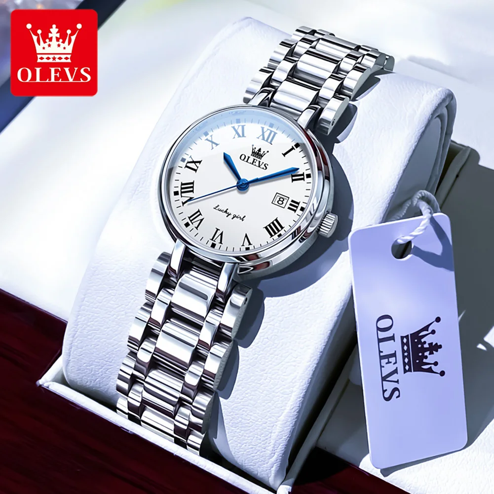 OLEVS 5575 Elegant Women's Dress Quartz Watch Top Brand Calendar Waterproof Luxury Wristwatch for Lady
