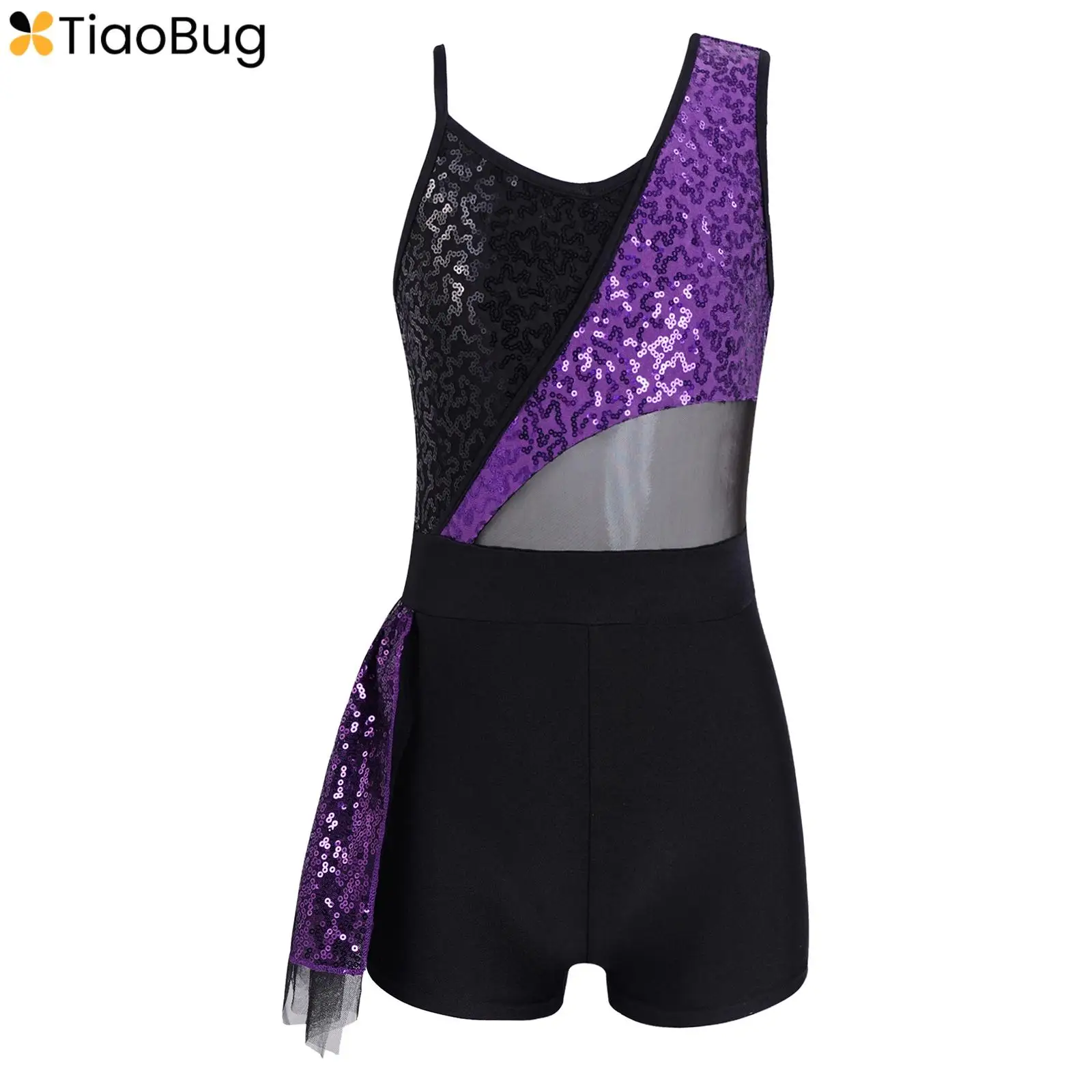 

Kids Girls Shiny Sequins Sleeveless Ballet Dance Gymnastic Leotard Jazz Latin Jumpsuit Biketard Dancewear Performance Costume