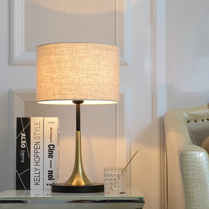 

Nordic cloth cover desk lamp, guest room living room office bedroom bedside led eye protection desk lamp