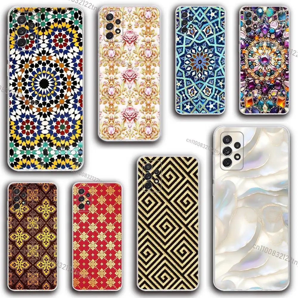 

Cool Art Tile Moroccan Phone Case Silicone For Samsung S30,23,21,22,20 FE lite,S10,9,PIus Note20ultra Soft Transparent