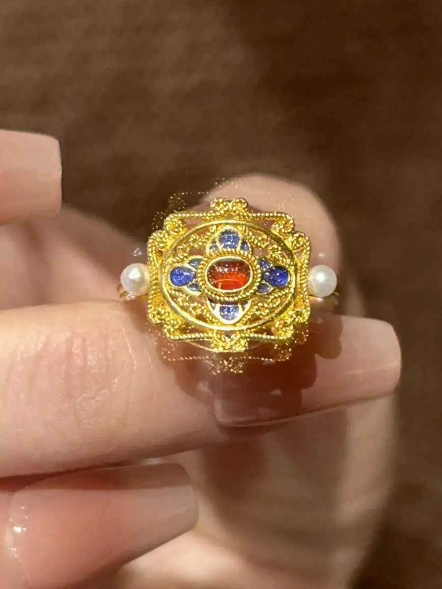 

Регулируемое кольцо в форме золотого яйца, женское модное украшение в стиле ретро-рококо, роскошное, с открытым концом, аксессуар для пальца