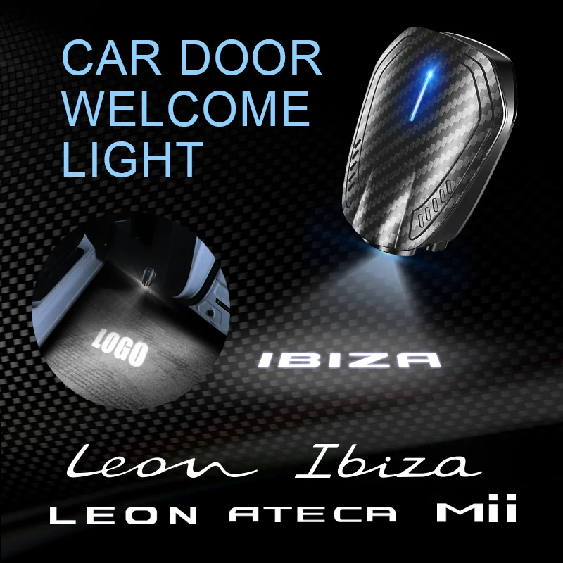 Ateca Ibiza Leon Mii için 2 kapı için 2 adet Logo USB şarj edilebilir araba kapı LED lambalar projektör HD nezaket hoşgeldiniz işık