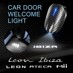 Ateca Ibiza Leon Mii için 2 kapı için 2 adet Logo USB şarj edilebilir araba kapı LED lambalar projektör HD nezaket hoşgeldiniz işık