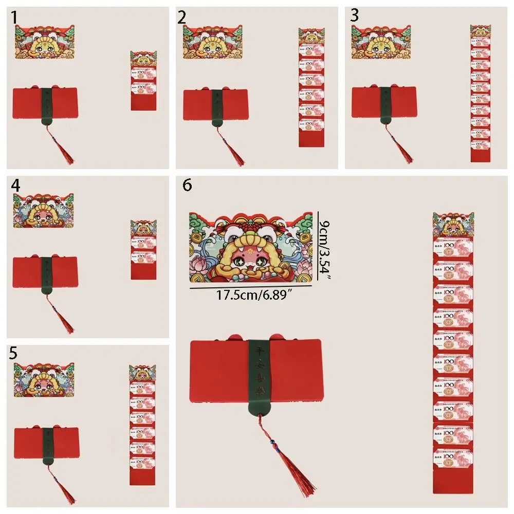 النمط الصيني لتقوم بها بنفسك التعبئة للطي المغلف الأحمر الكرتون قابلة للطي 2025 السنة الجديدة حزمة الجيب الأحمر التقليدي هدايا السنة الجديدة