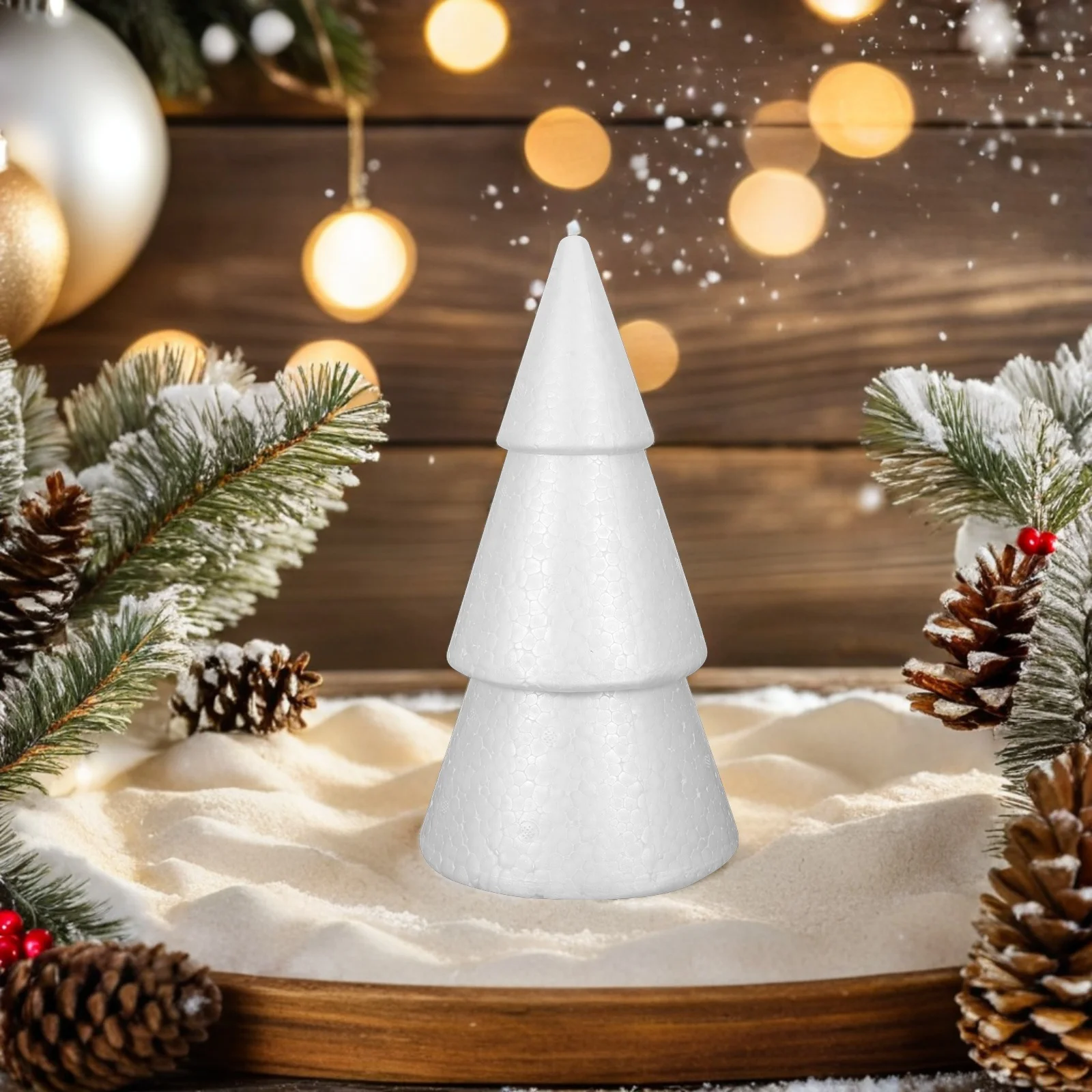 

6pcs Foam Christmas Tree Cones Creative DIY Holiday Decorations High-Density Polystyrene Craft Cones for Home School Office
