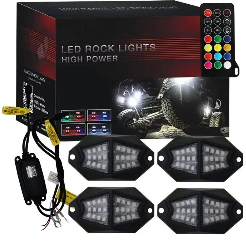 New RGB LED Rainbow Aluminum Car Chassis Light 4-piece IP67 9-16V DC Super Bright 3528SMD ATV/UTV Off-Road Truck