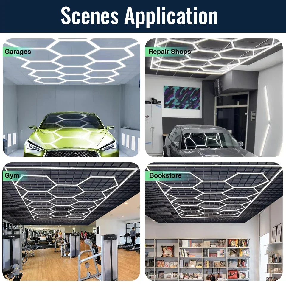 Imagem -03 - Lâmpada Led Hexagon Garage Lights Tubo de Iluminação Branco Frio Segurança para Garagem Mercado de Fábrica Celeiro de Ginástica 8w 10w 20w ac 85265v