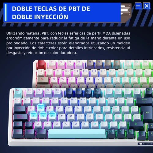 Imagen 2 del producto Teclado Mecánico Español Thunderobot K98 Gasket Rgb Hot Swap 3/5 Pins Ergonómico 98 Layout Teclado Alfanumerico 100% Anti-Ghosting OUTEMU Teclado Red Switch Para PC USB Gamer