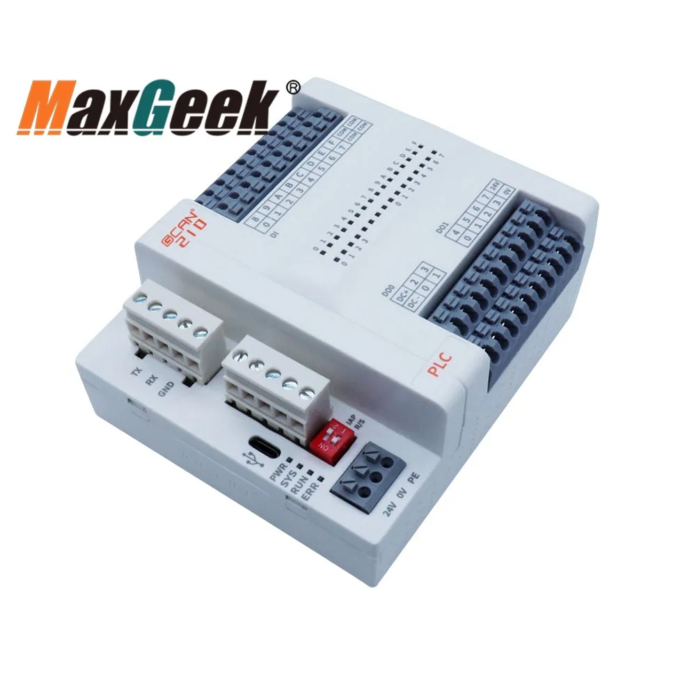 Maxgeek GCAN-PLC-210 Integrated RS232/RS485 PLC Controller 16DI 8DO (4CH Large Current DO) Support for Codsys Programming