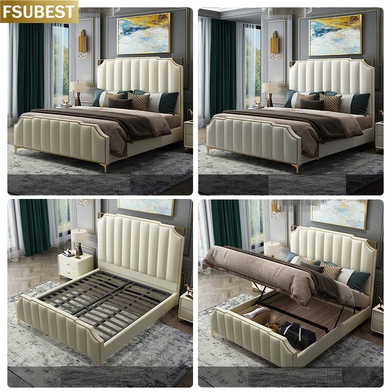 American Leather Bed Frame Designer Style Luxury Bed Frame Lit Cama Yatak Letto Letti Bedden Bedroom Furniture Base De King