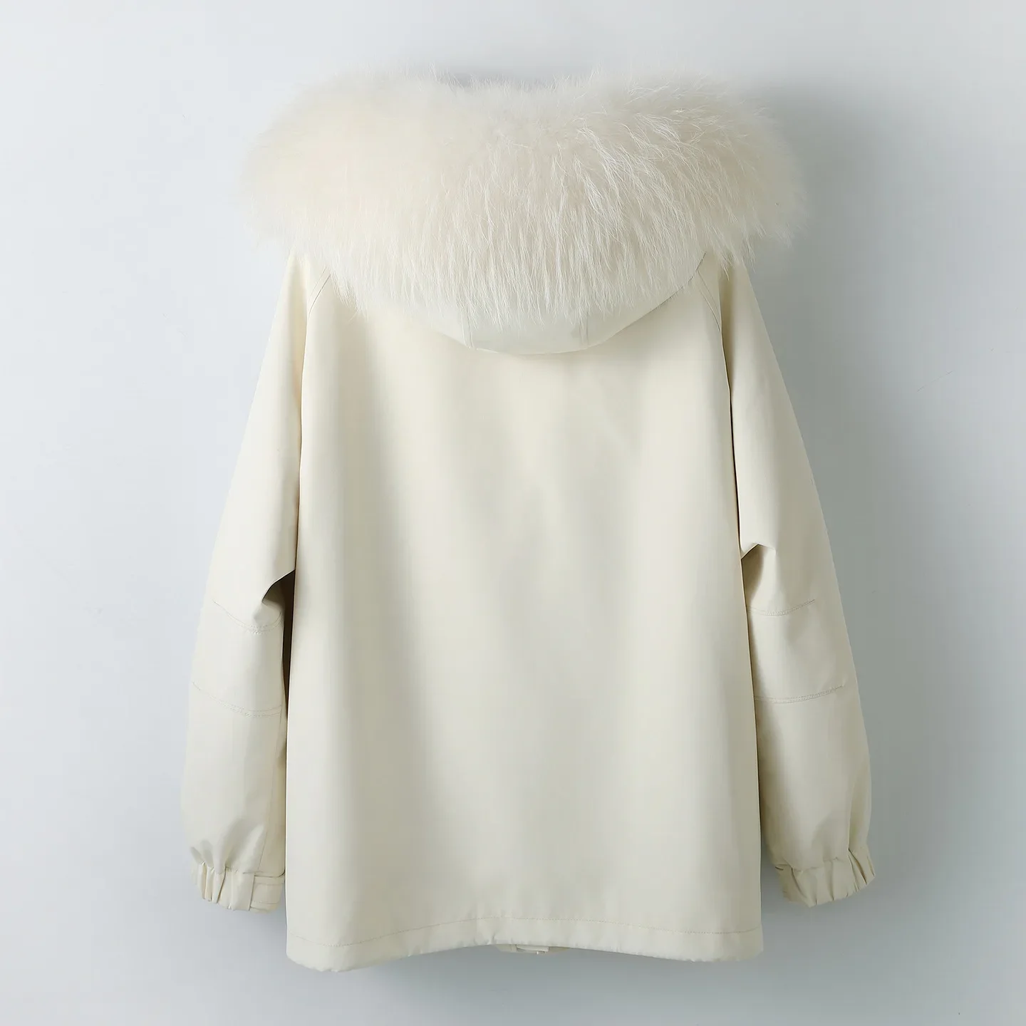 Veste doublée de fourrure de lapin pour femme, manteau ample et léger, capuche amovible, manches longues, Style élégant pour les déplacements, hiver 2025