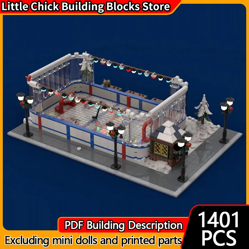 

Модель City Street View MOC, строительные кирпичи, зимний хоккей с шайбой, модульная технология, детские праздничные подарки, сборные игрушки, костюм