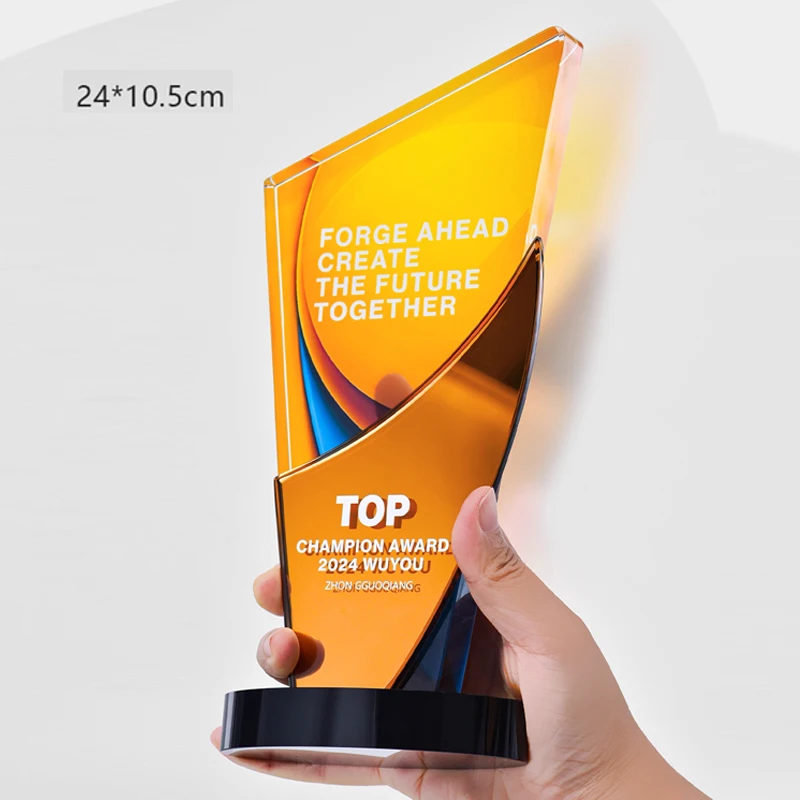 

Customized Crystal Trophy, Color Printing Prize Sports Annual Meeting Awards Outstanding Employee Souvenir, Home Decoration, 1Pc