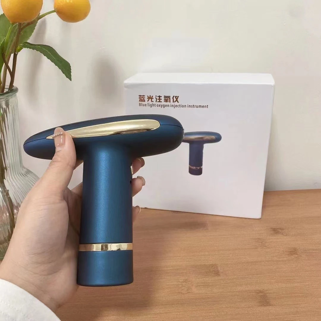 푸른 빛 산소 인젝터 고압 휴대용 스프레이 물 보충 장치 편리한 충전식 요정 스프레이 건
