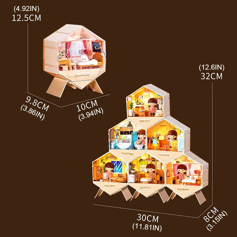 Simulatie Kamers Meubilair DIY Cottage Art House Speelgoed Set met LED-lichtstrips Fantasiespel Miniatuurscène Handgemaakte decoratie