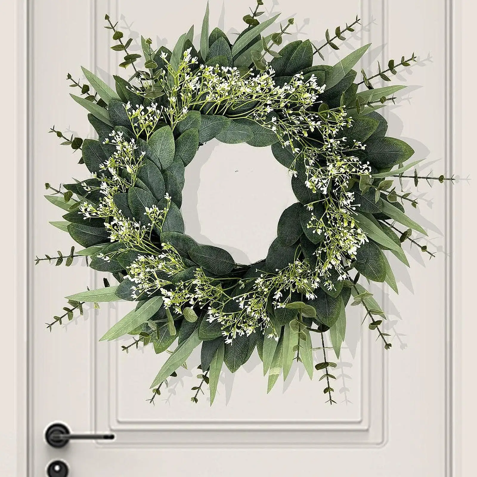 

Eucalyptus Flower Wreath Ornament Hanging 19.69inch with Greenery Leaves Floral Wreath Decor for Garden Home Wall Party Indoor