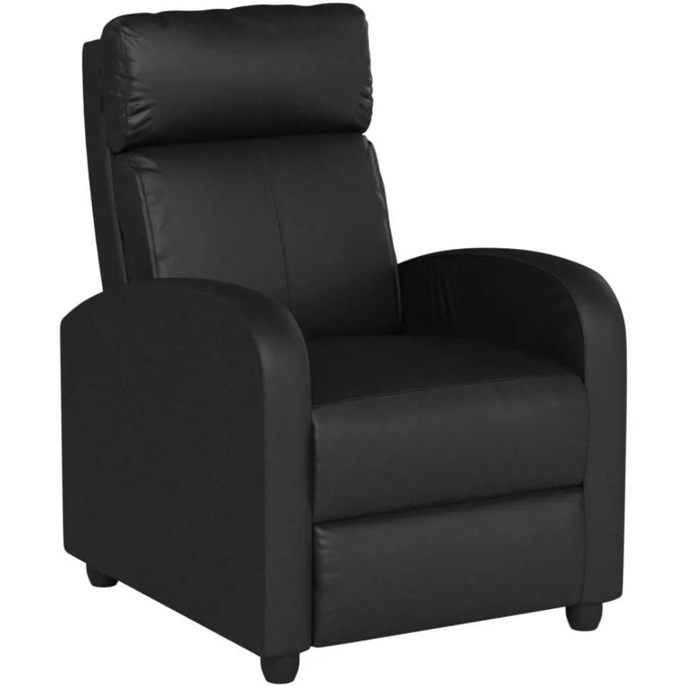 Massage fauteuil stoel, gewatteerde brede zitbank Wingback enkele bank met voetsteun PU-leer voor woonkamer thuisbioscoop, stoelen