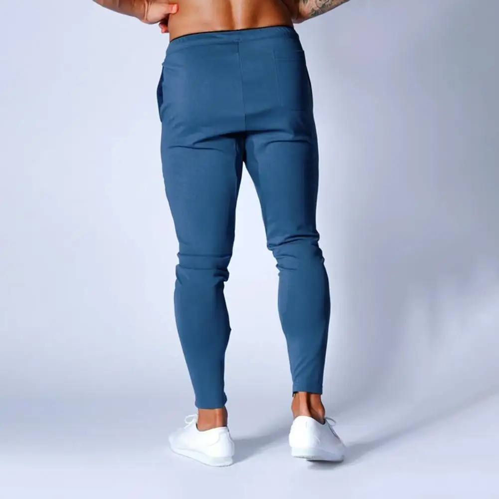 

Men Long Pants Slim Fit Drawstring Sweatpants with Pockets Stylish Summer Joggers for Sportswear Elastic Waist Long Trousers Men