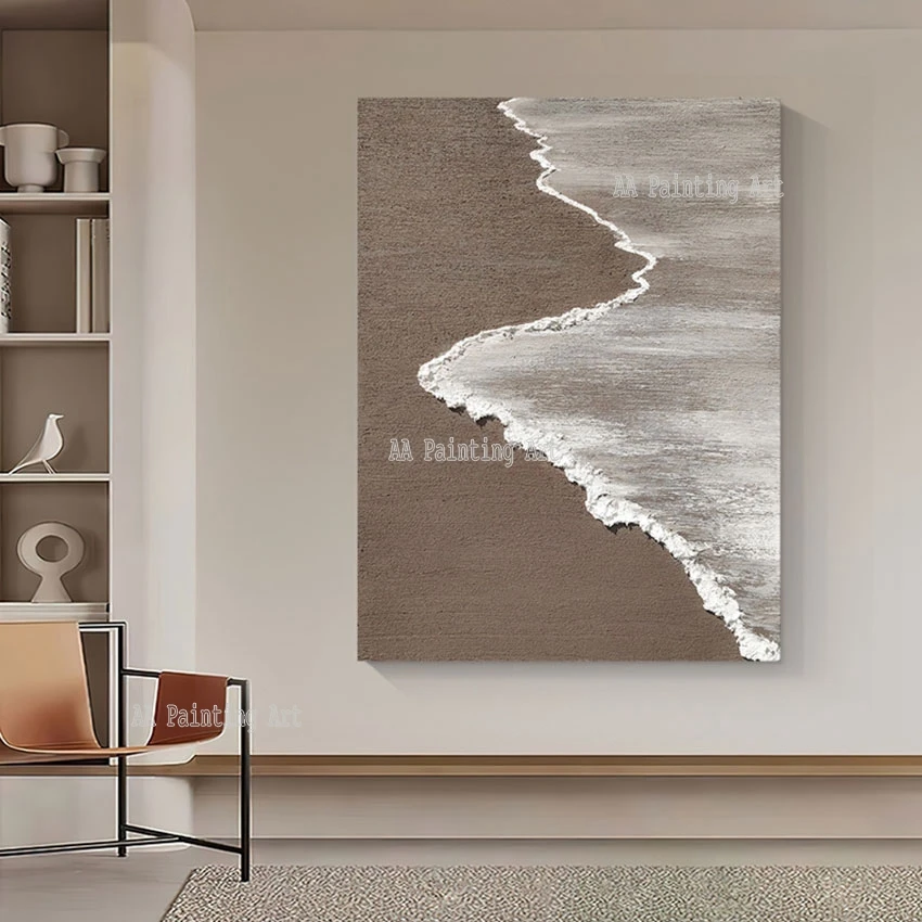 

Acrylic Knife Beach Scenery Abstract Canvas Art, Thick Textured Wall Oil Painting, Modern Artwork for Living Room Decoration