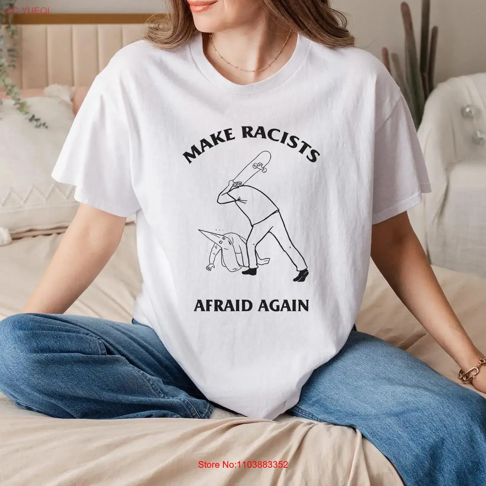 T-shirt « Make Rac sts Afraid Again » – Anti-Justice Sociale – Ne votez pas pour les fascistes – Vintage, délavé, confortable, décontracté