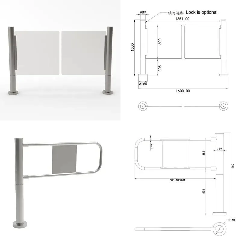 Stainless steel walkway control cylindrical turnstiles for one-way traffic