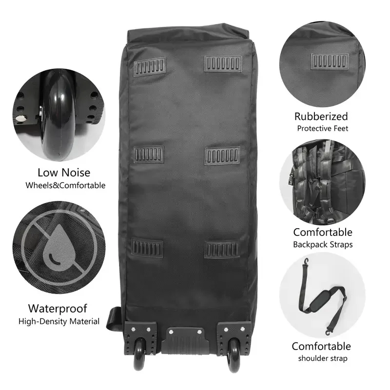 80L Rolling Duffle Bag with Wheels 31" Heavy-Duty Foldable Travel Duffel Bag Water-Resistant Wheeled Luggage with Shoulder Strap