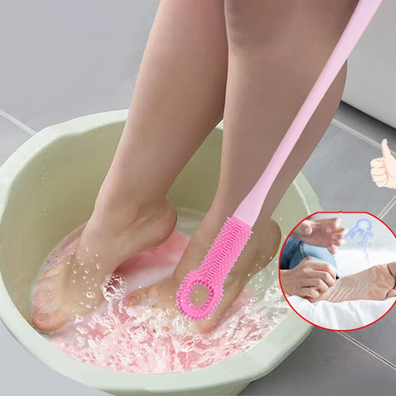 Toe Cleaning Brush Skin Exfoliation Shower Feet Cleaner Scrub Foot Brush With Long Handle Foot Scrubber For Men And Women Senior