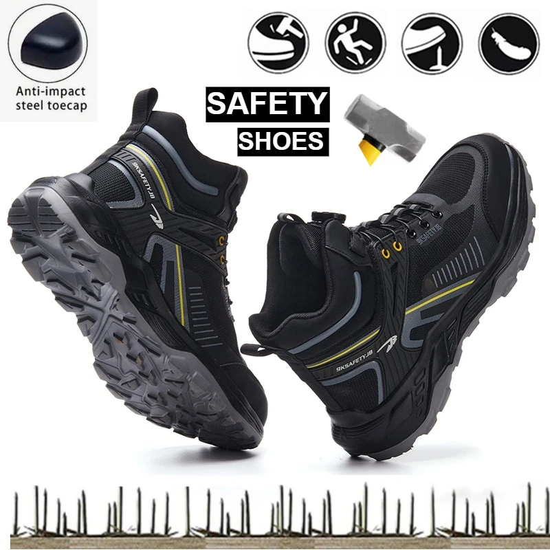 Unbreakable Safety Work Shoes Men Steel Toe Boots Lightweight Protection Construction Site Safety Shoes General Tactical Boots