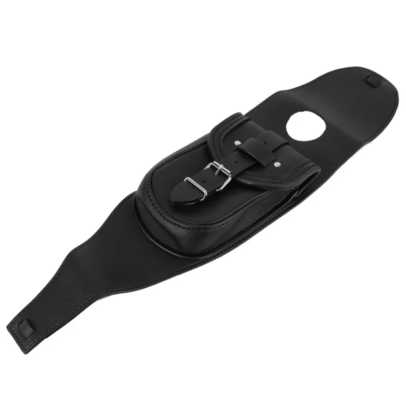Motorcycle PU Leather Gas Fuel Tank Cover Panel Pad Bib With Pouch Motorbike AccessoryBlack