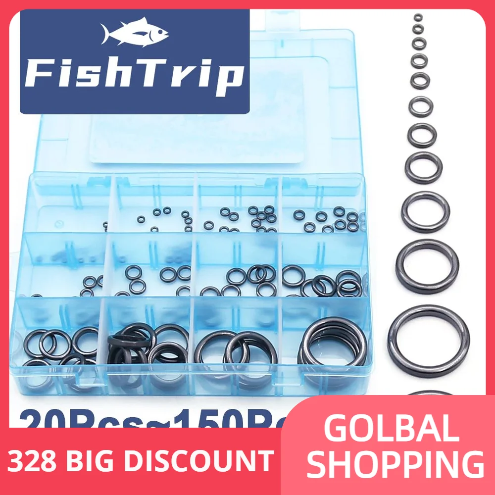 FishTrip Fishing Rod Guides Ring Repair Kit Set Fishing Ceramic Ring Wear Resistant for Fishing Rod Guide Replacement