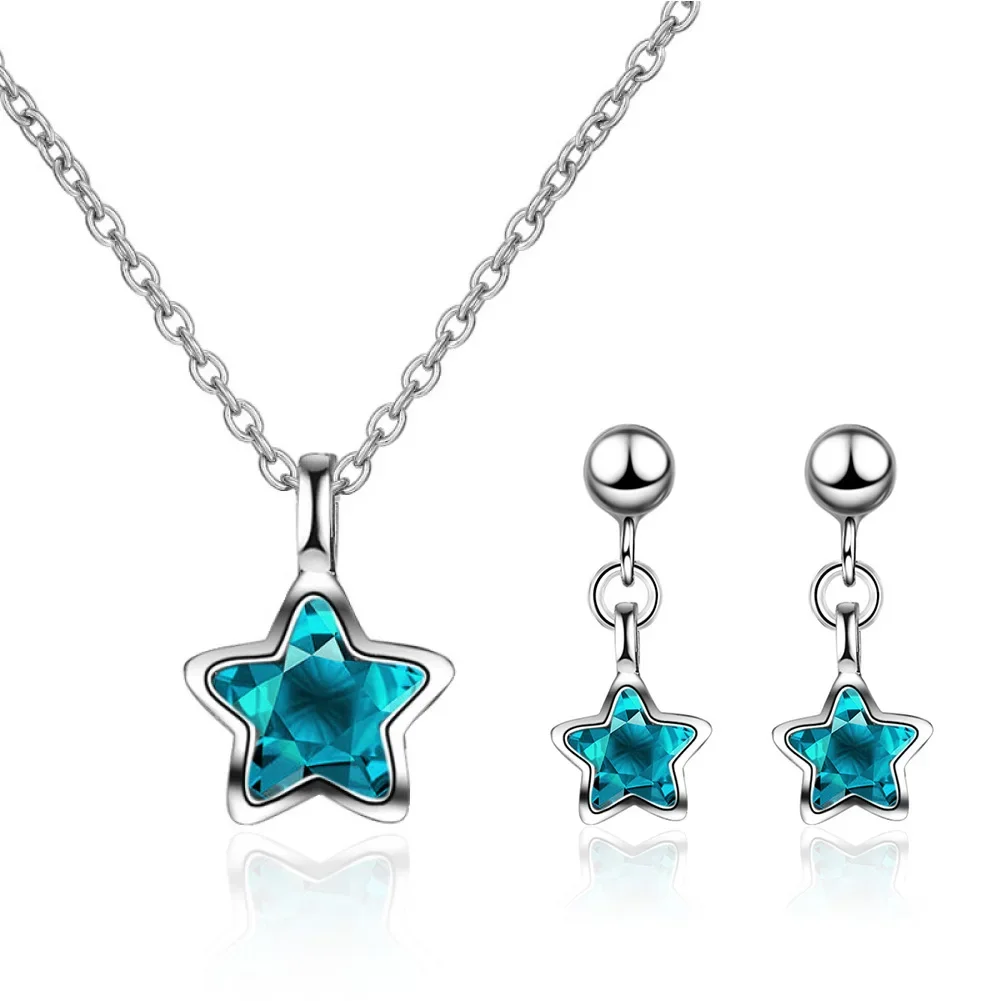 925 Sterling Silver Love Shape Necklace Ring & Ear Stud Set