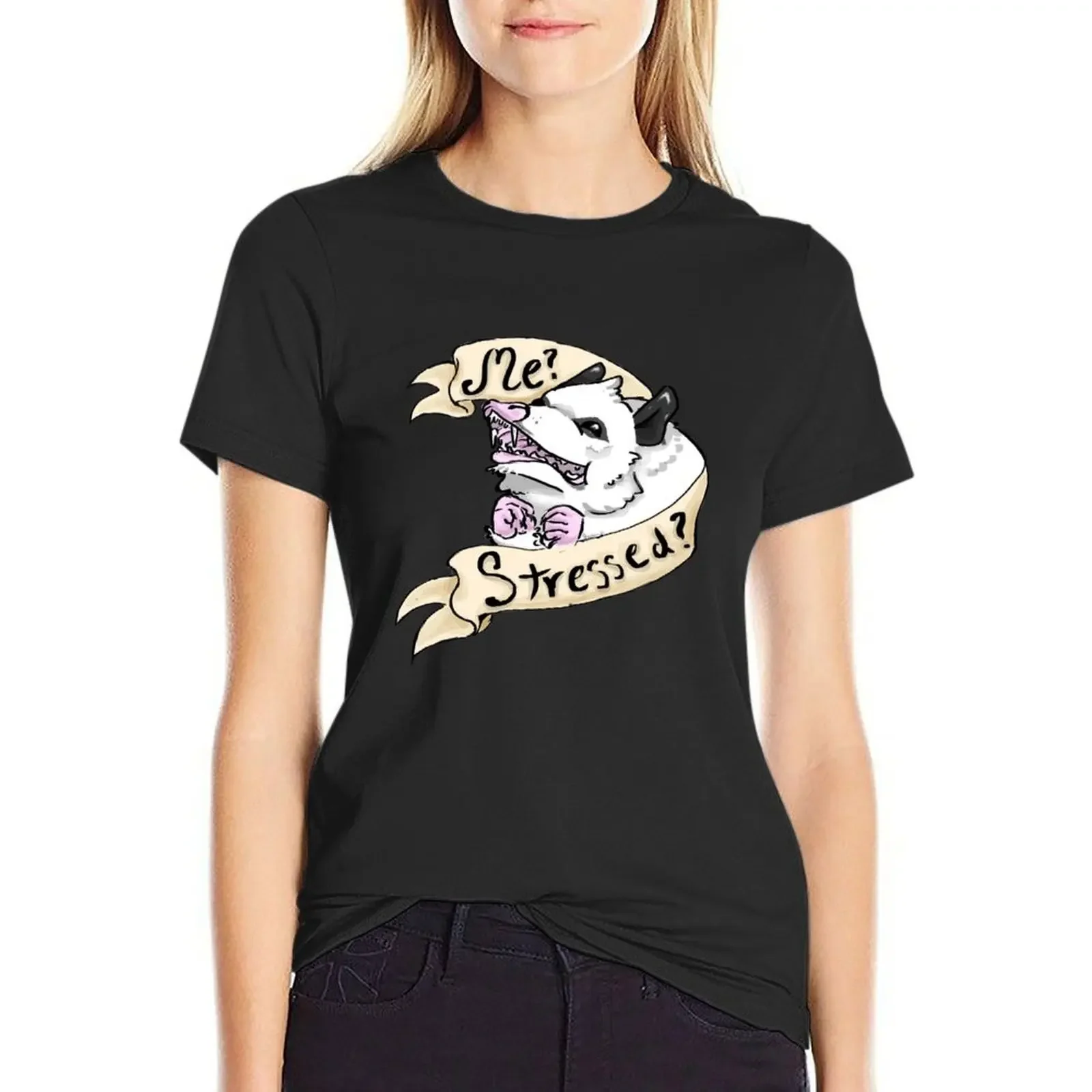 

STRESSED T-Shirt summer top animal print sports fans Women tops